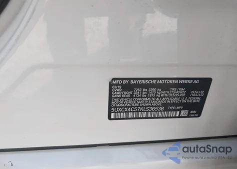 2019 BMW X7 xDrive50I z USA, uszkodzony, nr VIN 5UXCX4C57KLS36538